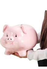 PIG WORLD 11'' Large Piggy Bank for Adults Must Break to Open,Ceramic Coin Bank picture