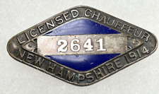 1914 NEW HAMPSHIRE CHAUFFEUR / DRIVER BADGE #2641 picture