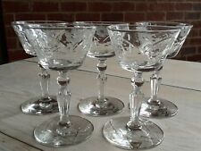 Gorgeous ANTIQUE Set of 5 CUT CRYSTAL Cordial Cocktail Liqueur GLASSES Glass picture