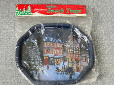Christmas Snack Trays by Hartin Tin Metal Winter Town Snow Night Vintage New NOS picture