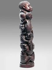 African Ethiopian Totem Depicting Children Clinging Tightly To A Woman 12” Tall picture