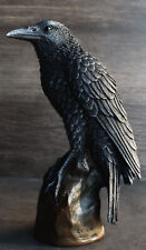 Ebros Gothic Raven Statue Crow Scavenger Bird Perching On Rock Figurine 6