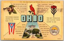 1951 Ohio State Capital In McKinley Memorial Emblems Of State Posted Postcard picture