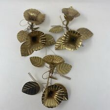 Goldtone Holiday Flower Duo Clip On /Hanging Ornaments  (3) Anthropologie ?? picture