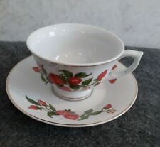 Beautiful Vintage Teleflora Strawberry Teacup & Saucer Set picture