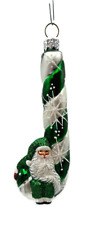 Patricia Breen Candy Cane Flip Green White Santa Claus Christmas Tree Ornament picture