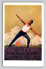 1926 VIII Slet Vsesokolsky Praze Gymnastics Gathering Prague CR Postcard picture