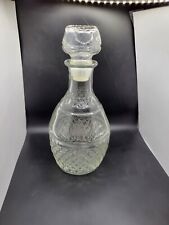 vintage wine whiskey decanter cut glass etched crown royal grapes with stopper picture