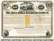 Blue Ridge Railroad $1,000 Bond signed by Henry Clews - with Imprinted Revenue - picture