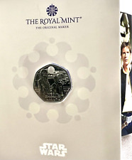 2024 Royal Mint Star Wars Hans Solo & Chewbacca 50p BU Coin Display Folder picture