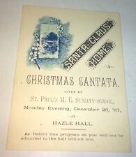 Rare Antique Santa Claus Home Christmas Cantata St. Paul's M.E. Program C.1887 picture