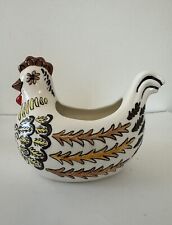 Vintage Ceramic Chicken Planter Hand Painted Rooster Hen Succulent Pot Farmhouse picture
