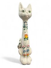 COLOURFUL Vintage retro 1960/70s Holland Ceramic Long Necked Siamese Cat 33cms picture