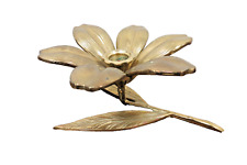 Vintage Brass Mid Century Lily Flower Candle Holder Ashtray - 6 Removable Petals picture