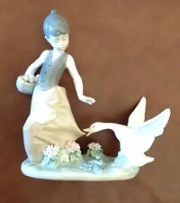 lladro figurines collectibles retired girl With Goose  picture