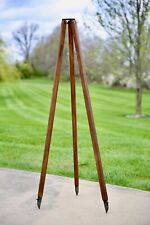 Antique Vintage Surveying Level Transit Wood Brass Tripod Camera Stand Lamp picture