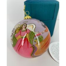 Pier 1 2005 Christmas Ornament Glass Li Bien Angels in Padded Holder Case picture