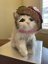 Vtg 50’s Fancy Realistic Cat With Flowered Hat Collectable PERFECT picture