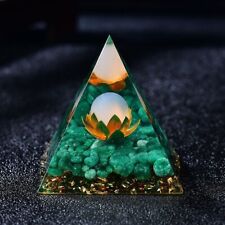 Orgonite Pyramid Opalite Green Gemstone Orgone Reiki Energy Healing Crystal picture