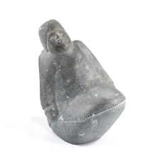 Vintage Inuit Stone Carving Sculpture Human Figure Soapstone Signed 2lbs 4