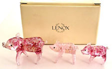 Lenox Piggy Parade Pink Art Glass 3 Little Piggies Collectible Figurines NIB picture