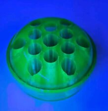 Vintage Uranium Glowing Green Depression Glass Flower Frog~13 Holes~3.5