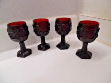 4 Vintage Avon Cape Cod Ruby Red Small Glasses Goblets 4 1/2
