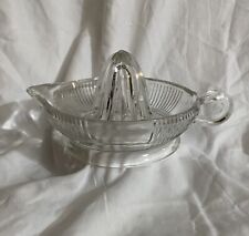 CLEAR GLASS JUICER---RIBBED WITH HANDLE----VINTAGE 8 1/2