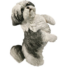♛ SANDICAST Dog Figurine Sculpture Shih Tzu Silver and White picture