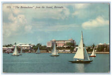 Bermuda Postcard Sailboat Scene The Bermudiana from Sound 1955 Vintage Posted picture