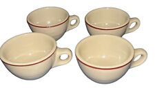 Set of 4-Vintage Caribe China®️Coffee Cups Red Stripe Restaurant Ware picture