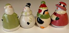 VINTAGE Christmas Salt & Pepper Shakers Santa Snowman Mrs. Snowman & Penguin picture
