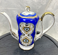 Vintage UCAGCO china teapot Blue white with gold Ornate Made in Japan Coffee pot picture