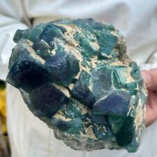 3.8lb Large NATURAL Green Cube FLUORITE Quartz Crystal Cluster Mineral Specimen picture