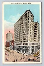 Detroit MI-Michigan, Aerial Lafayette Building Advertise Vintage c1936 Postcard picture
