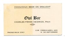VINTAGE BUSINESS CARD - OWL BAR - RISQUE STORY - THE ORIGIN OF THE NEW FORD picture