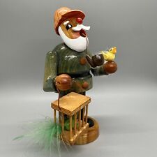 Handcrafted Wooden Incense Smoker Bird Handler with Pipe German Vintage picture