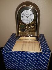 Rhythm Clock Watch Co. Swarskia Crystal Gold Tone Mantel Clock NIB 4SG696WR18 picture