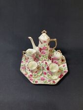 Vintage Miniature Chintz Pink Floral 10 Piece Tea Set picture