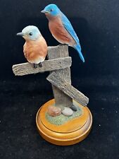 Eastern Blue Bird Pair Hand Painted Sculpture by Richard Lamson Studio - picture