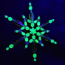 Uranium Snowflake Czech Vaseline Yellow Glass Beads Christmas Ornament  Decor picture