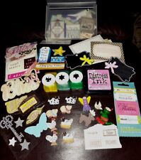 Large Assorted Scrapbook Lot Stickers, Paper, Paper Punches, Embellishments,Ink picture