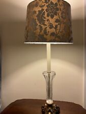 Vtg LUCITE & BRASS LAMP Art Nouveau Art Deco Ornate Brass Floral Design 24” Rare picture