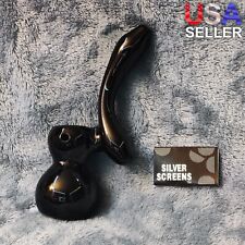 Small Elegant Obsidian Black Water Pipe Tobacco Smoking Herb Glass Travel Size picture