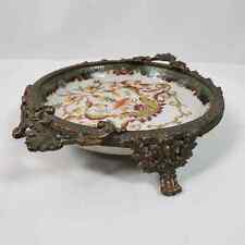 Antique Vintage Hua Rong Tang Zhi Accent Footed Trinket Soap Dish 5 Inch picture