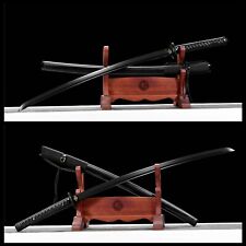 All Black Katana T10 Steel Japanese Samurai Functional Sharp Handmade Sword40'' picture