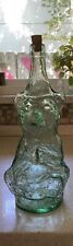 Antique Green Glass Bottle, Bear Playing Drum, Mint Condition picture