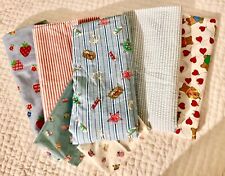 9 yds. Vintage Fabric Seersucker/Cotton, 7 pattern Anchor, Stripes, Strawberries picture