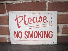 Vintage Please No Smoking Metal/Tin Sign Cigarette Graphic Unique/Rare picture