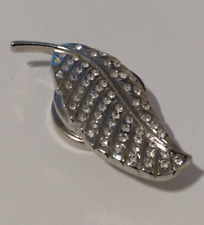 Sparkling Silvertone Leaf Magnetic Brooch Pin picture